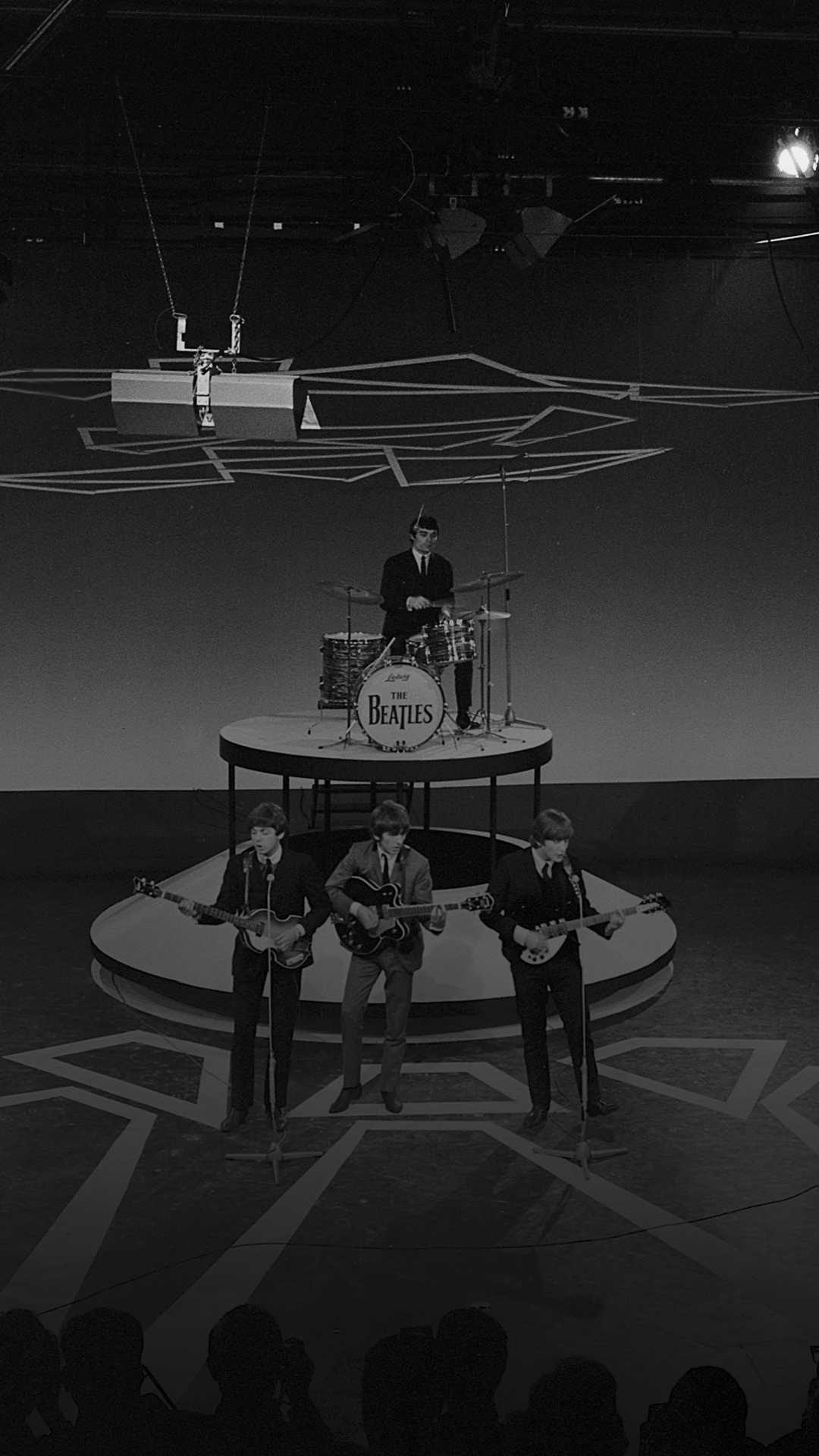 Foto van het optreden van The Beatles in de AVRO-studio