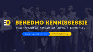 Grafisch beeld met de titel van de kennissessie erop en het logo van BENEDMO