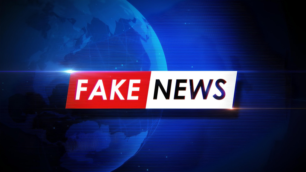 De woorden 'Fake News' als aankondiging op televisie 