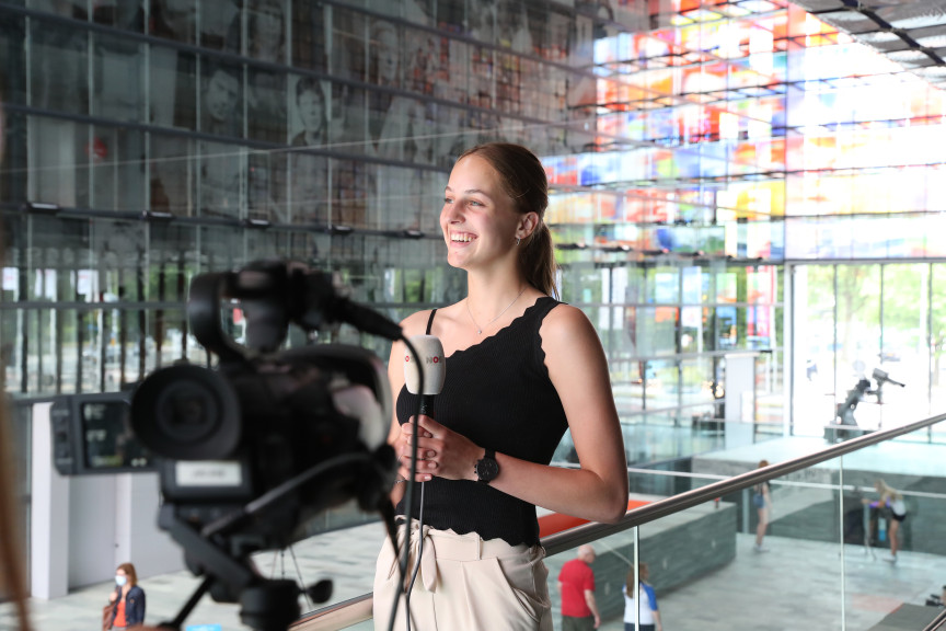 Leerling tijdens workshop filmen