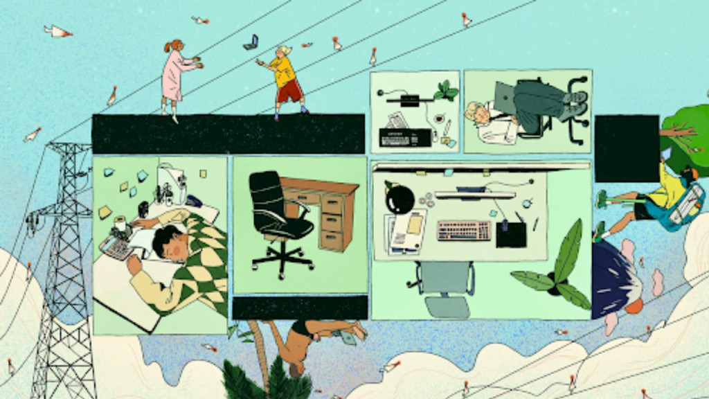 grafische afbeelding van remote werkende leven 