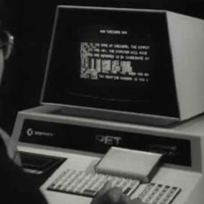 Black and white picture of a PET computer